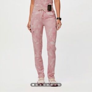 Figs Pink Tie Dye High Waisted Yola Skinny Scrub Pants Limited Edition